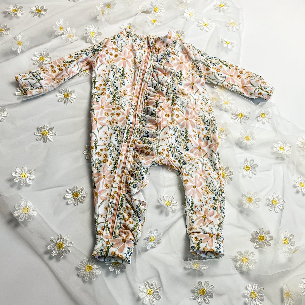 Ruffle zip romper